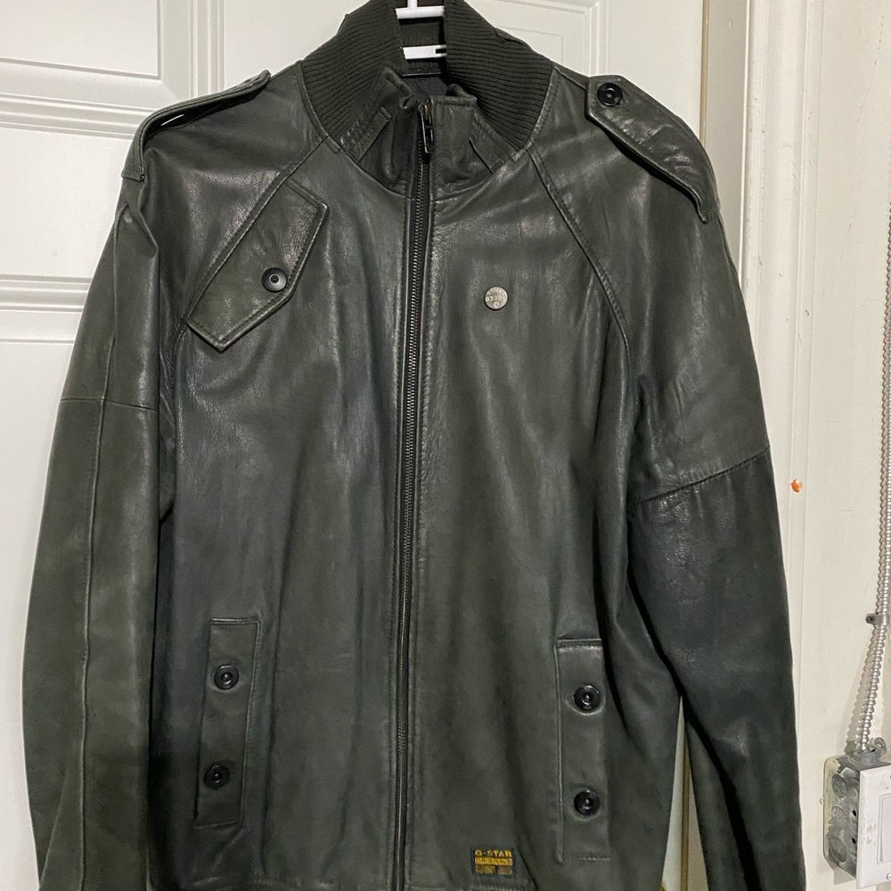 G star mens bomber leather jacket.